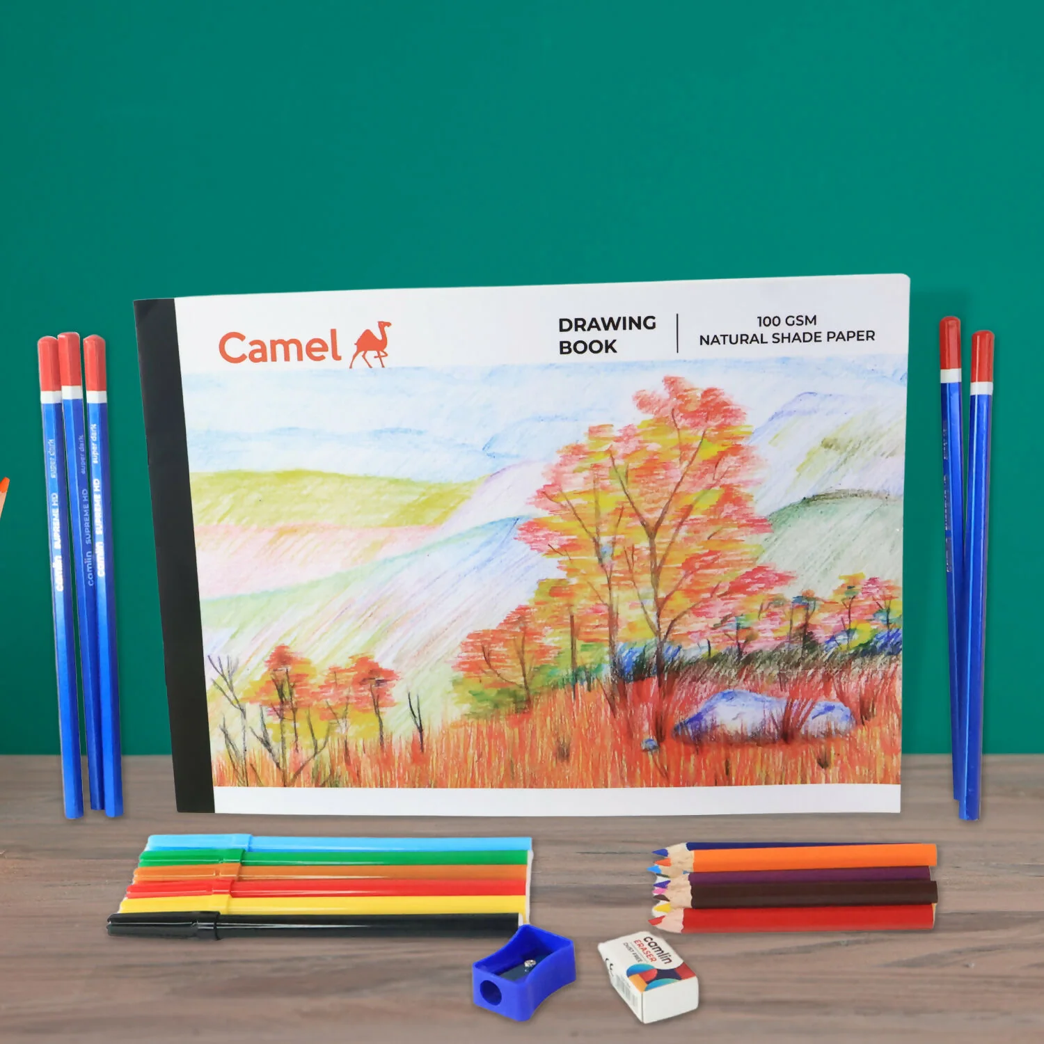 Camel Art Kit Stationery Set with Drawing Book, Colour Pencils, Sketch Pens - Image 2