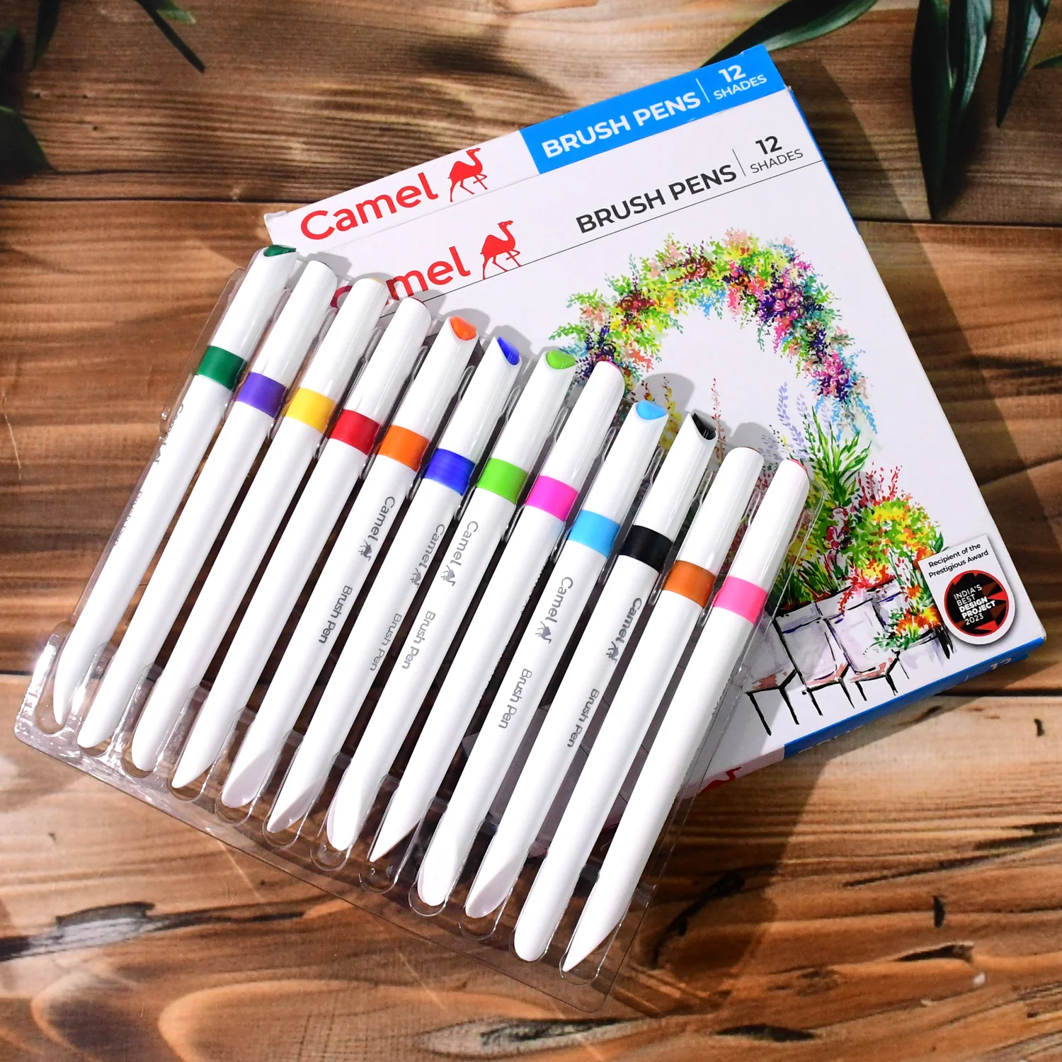 Camel Brush Pens – 12 Vibrant Shades (Flexible Tip for Watercolor, Lettering) - Image 2