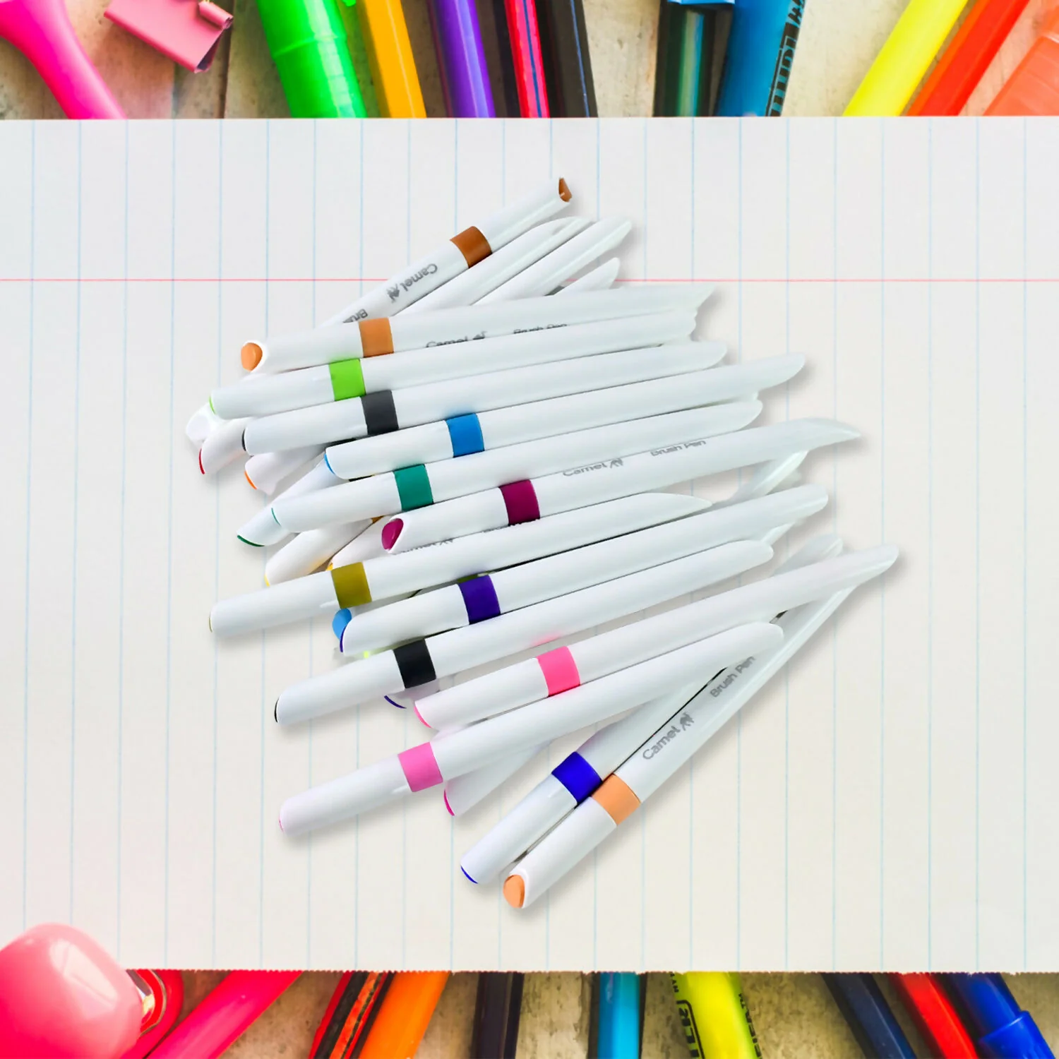 Camel Brush Pens – 24 Vibrant Shades (Flexible Tip for Watercolor, Lettering) - Image 2