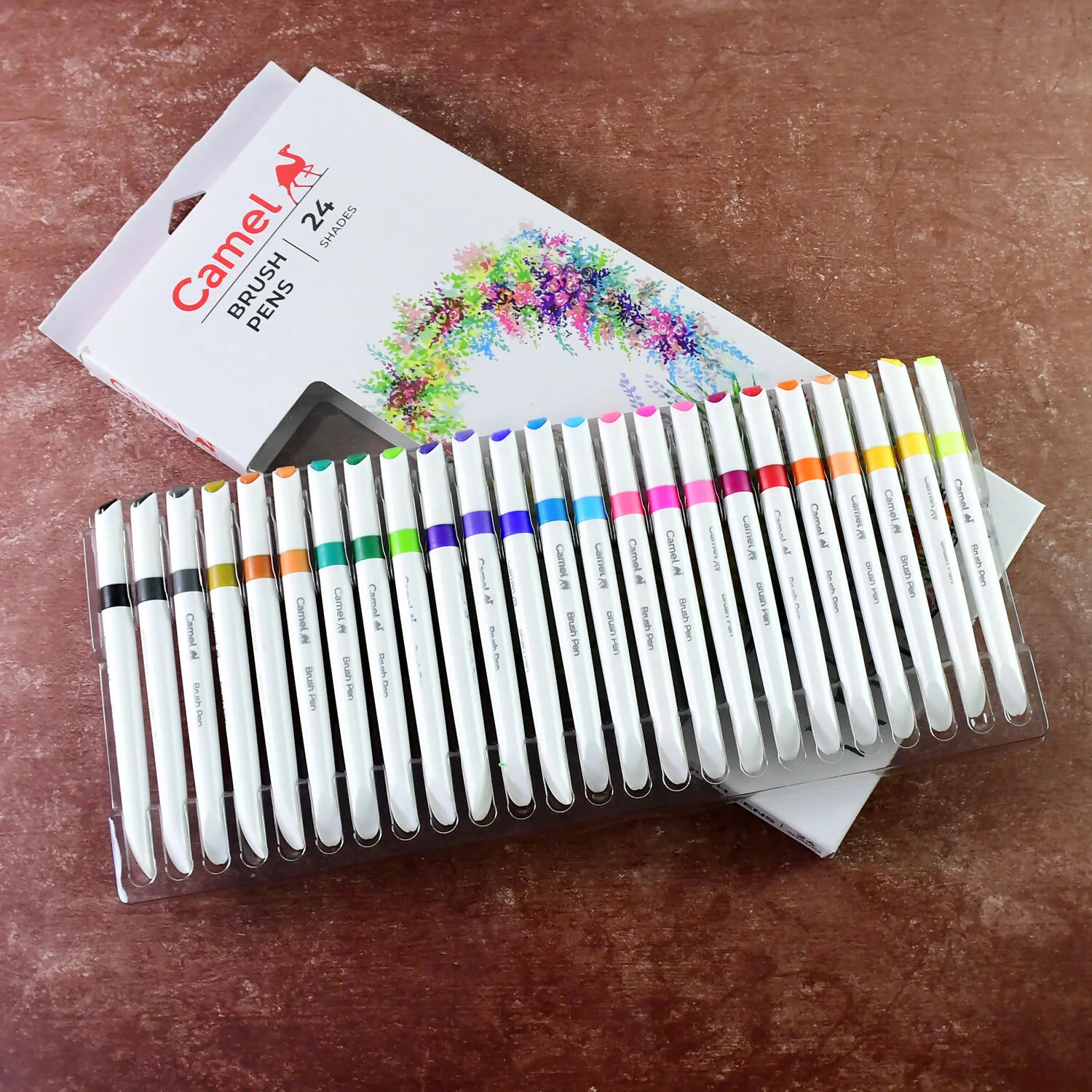 Camel Brush Pens – 24 Vibrant Shades (Flexible Tip for Watercolor, Lettering) - Image 3