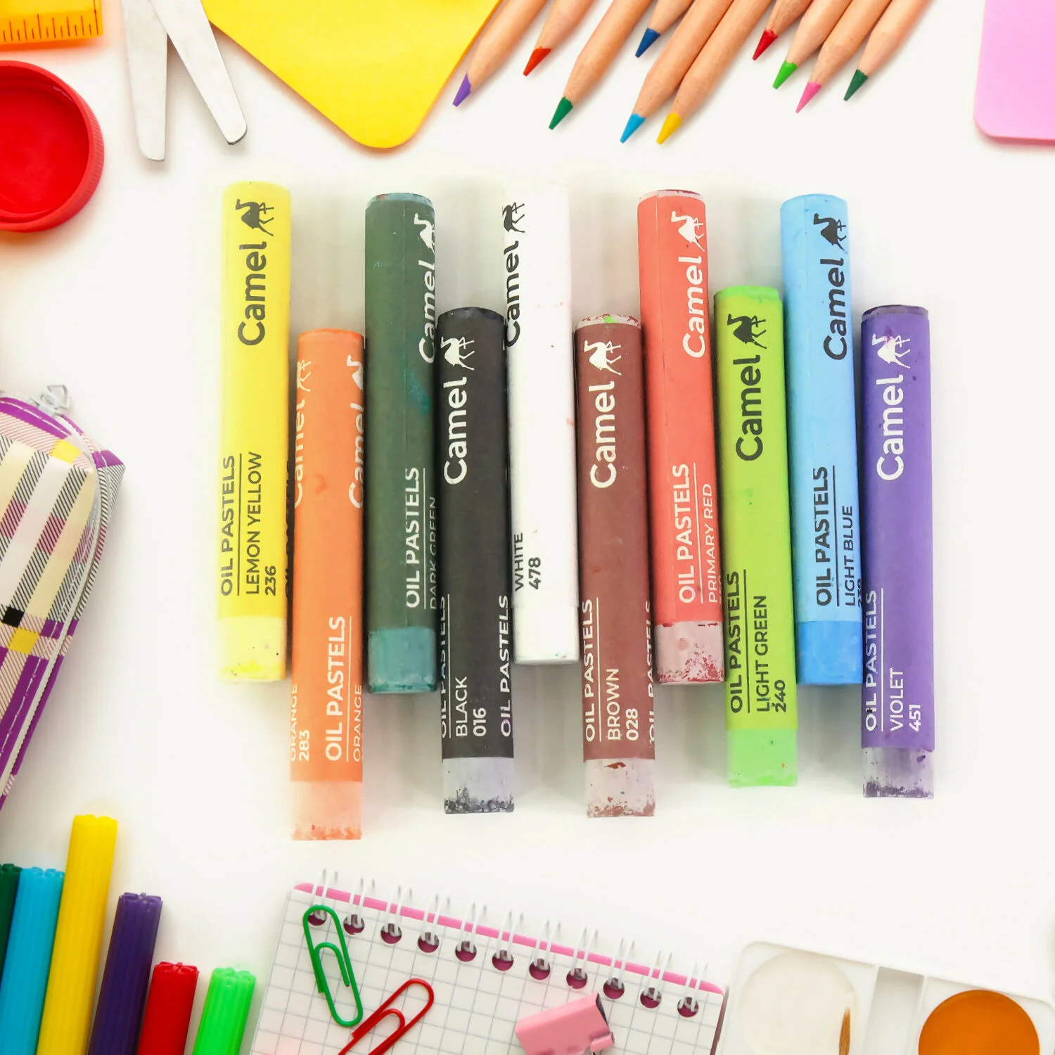Camel Oil Pastels – 10 Assorted Shades (Compact Colouring Set for Kids & Students) - Image 2