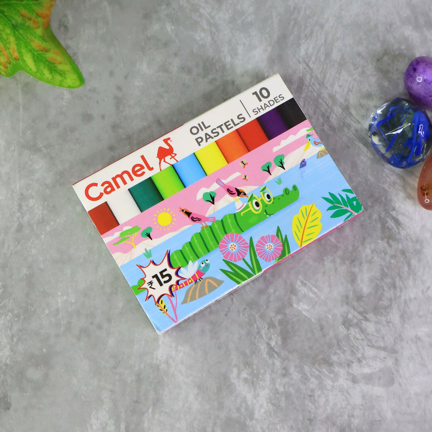 Camel Oil Pastels – 10 Assorted Shades (Compact Colouring Set for Kids & Students) - Image 4