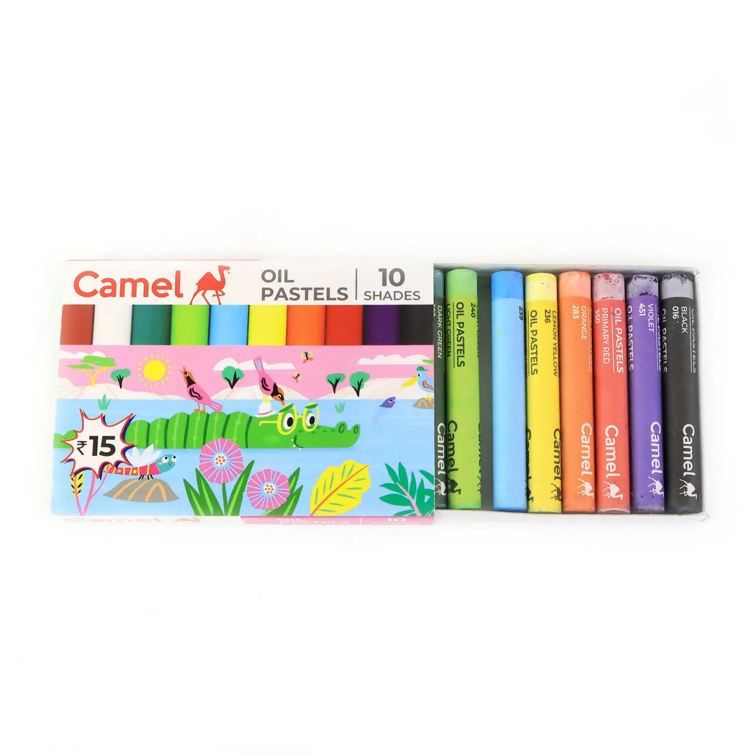 Camel Oil Pastels – 10 Assorted Shades (Compact Colouring Set for Kids & Students) - Image 5