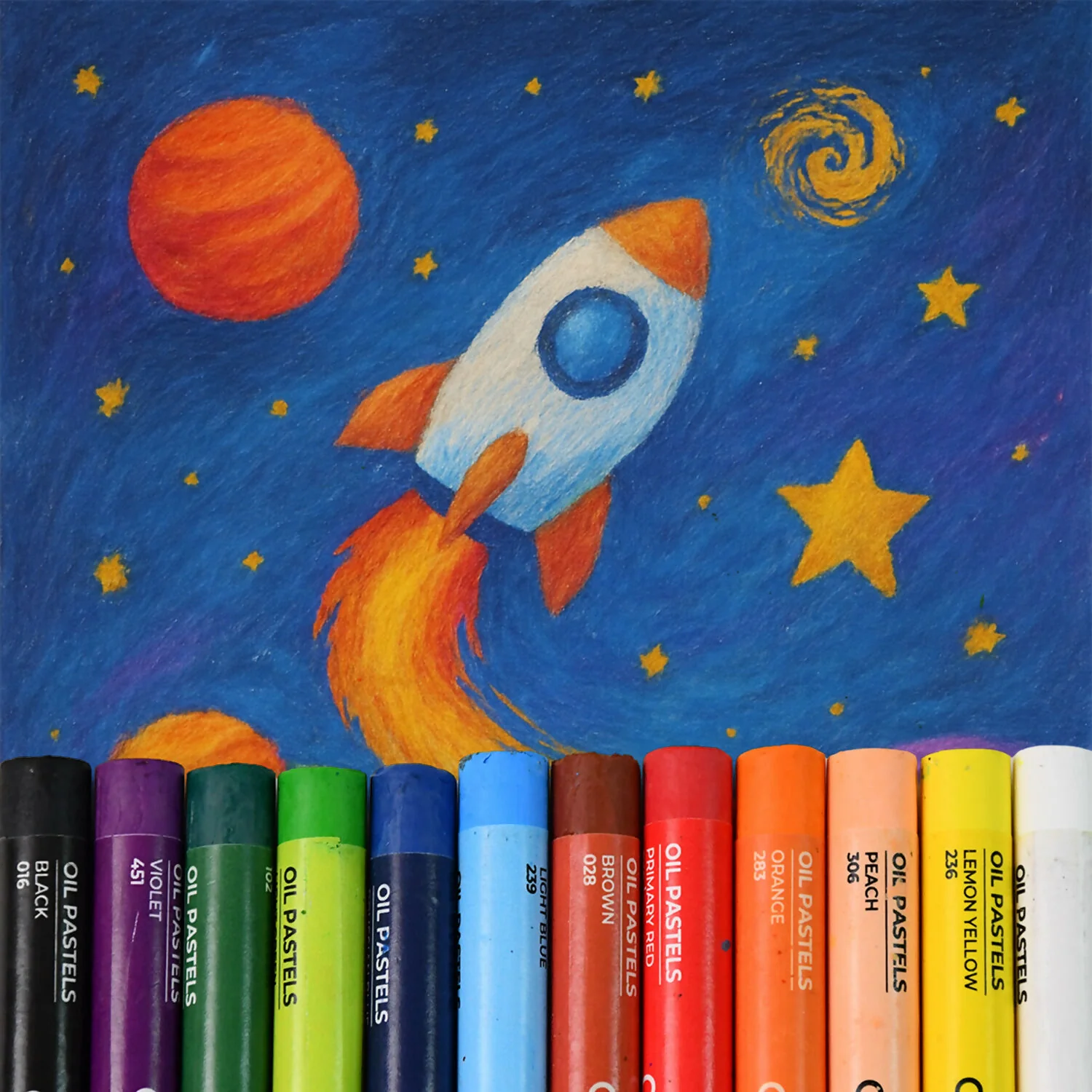 Camel Oil Pastels 12 Assorted Shades with Free Scraping Tool - Image 3