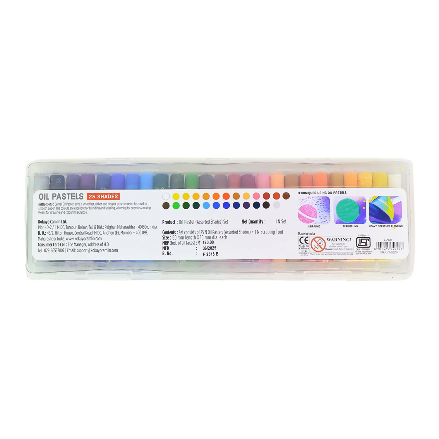 Camel Oil Pastels 25 Assorted Shades with Free Scraping Tool - Image 6