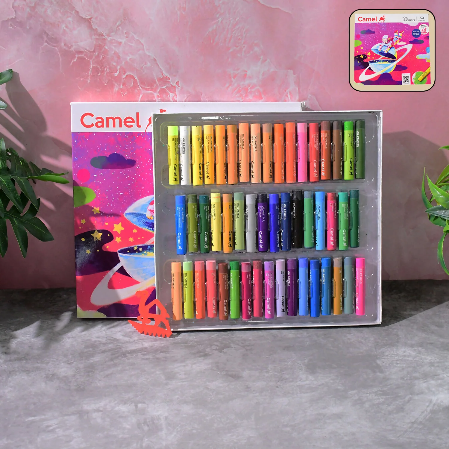 Camel Oil Pastels 50 Assorted Shades with Free Scraping Tool