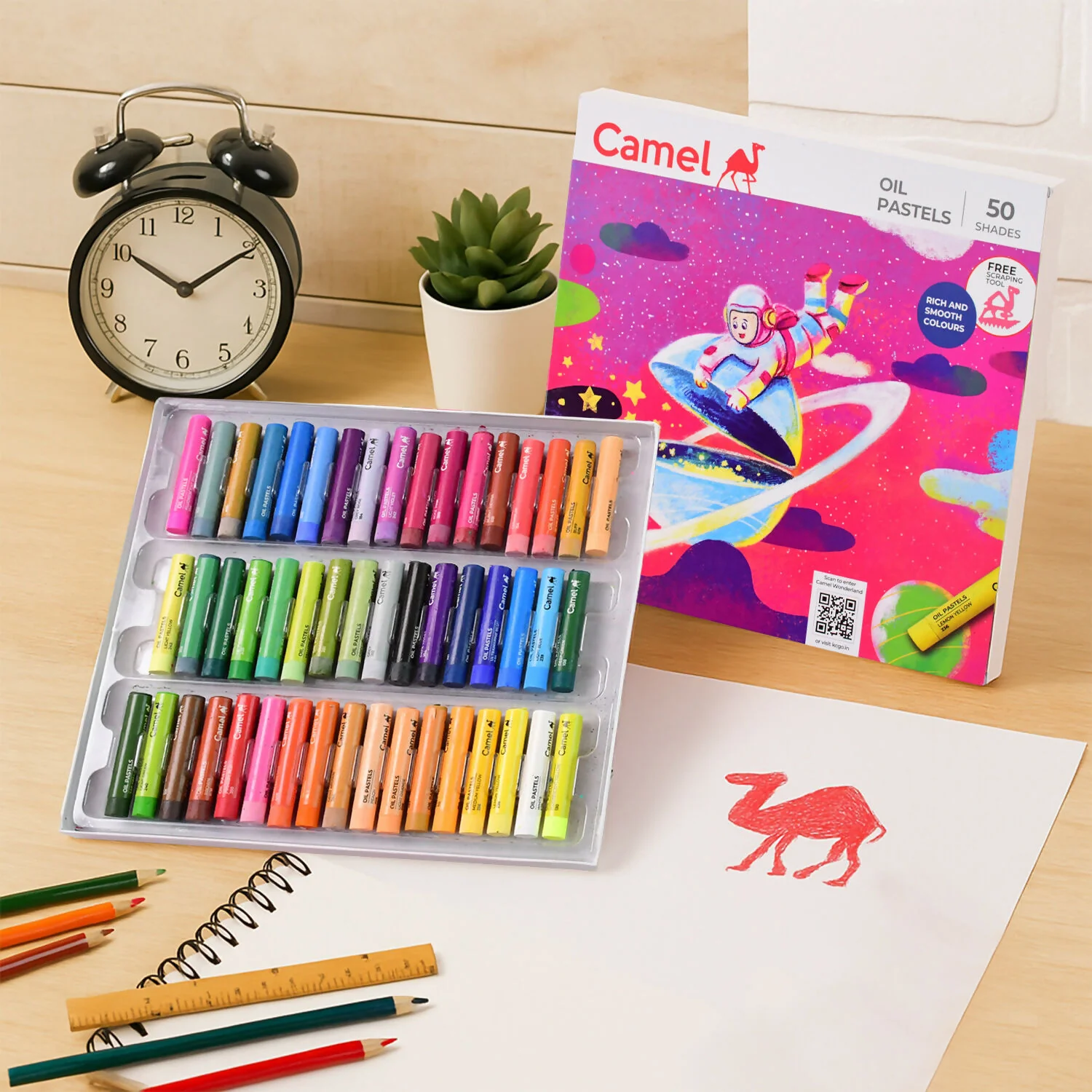 Camel Oil Pastels 50 Assorted Shades with Free Scraping Tool - Image 2