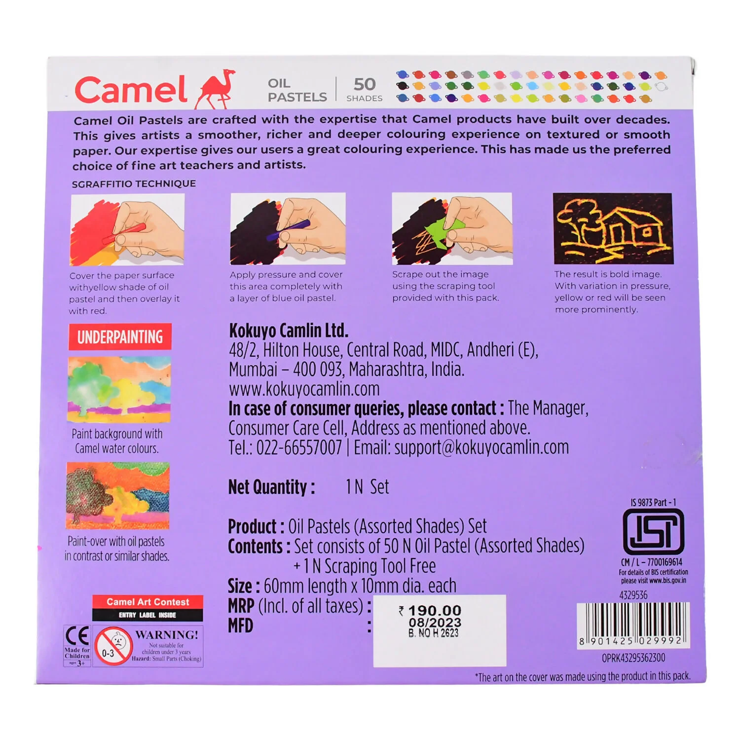 Camel Oil Pastels 50 Assorted Shades with Free Scraping Tool - Image 6