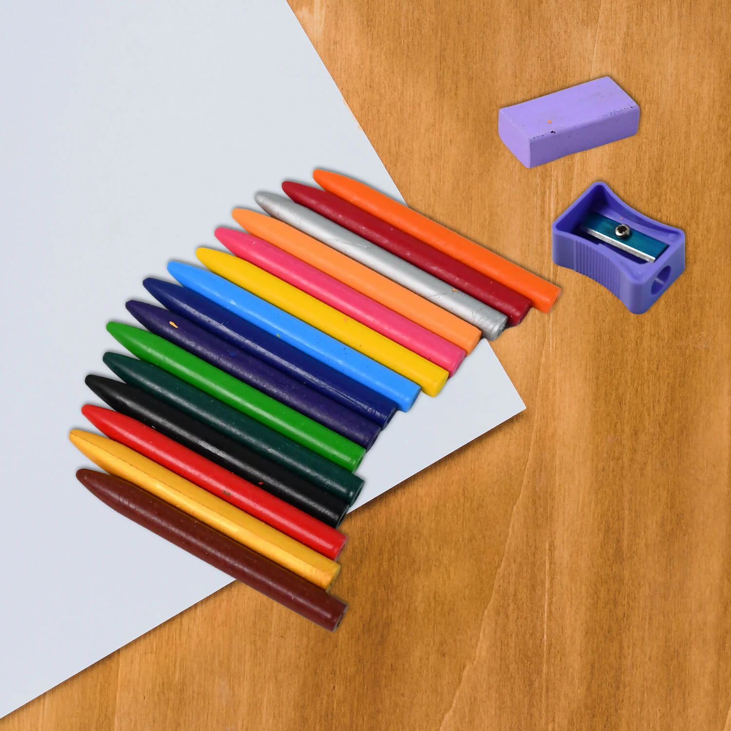 Camel Plastic Crayons 15 Assorted Shades with Free Sharpener and Eraser - Image 5