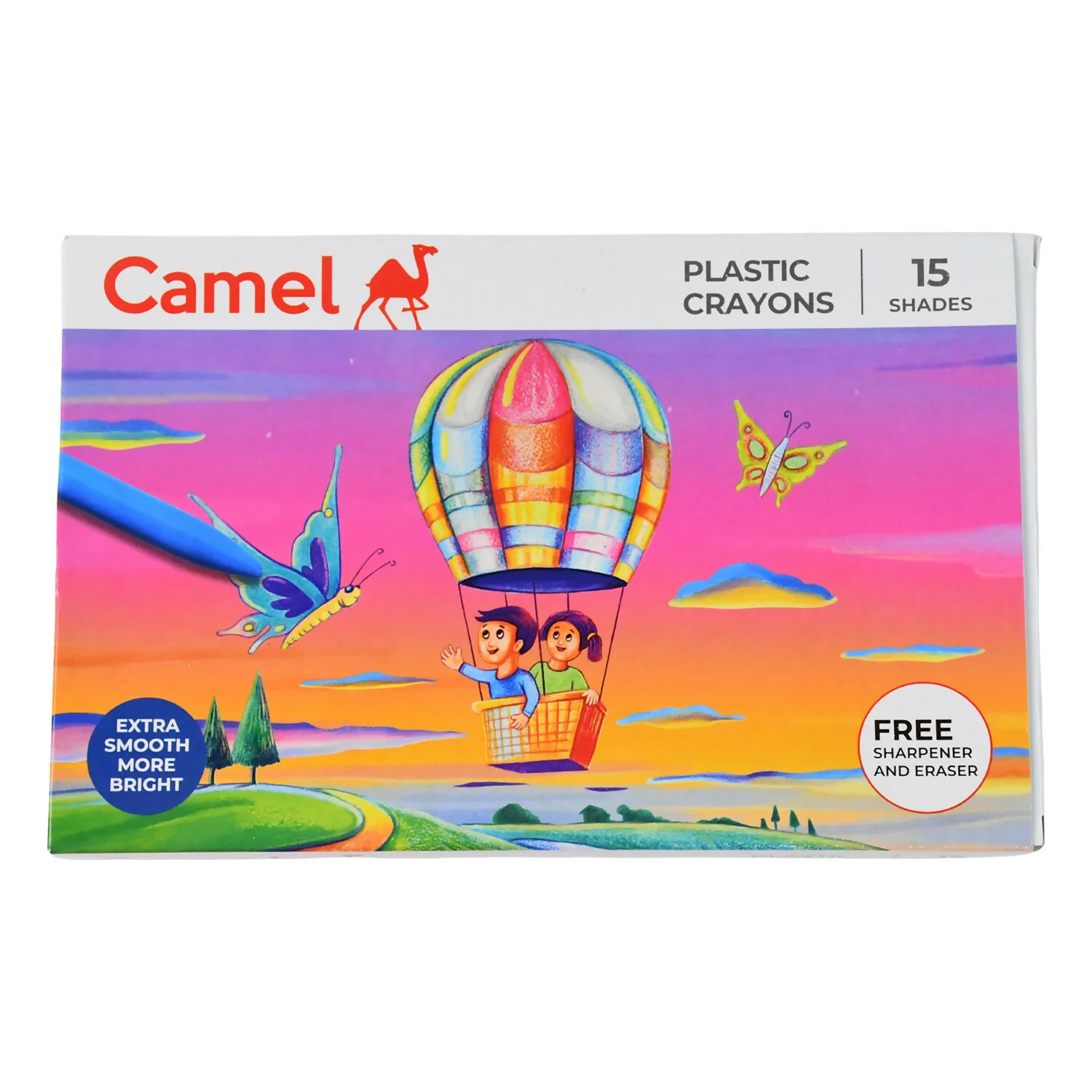 Camel Plastic Crayons 15 Assorted Shades with Free Sharpener and Eraser - Image 6