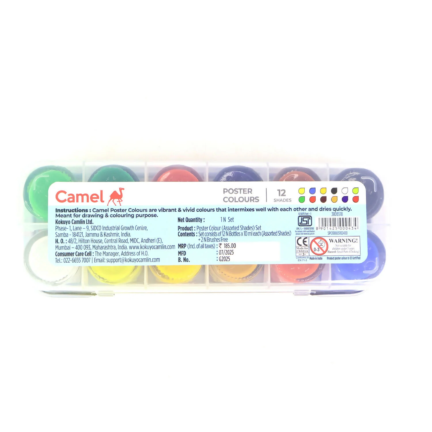 Camel Poster Colours – 12 Assorted Shades for Students (10 ml Each) - Image 6