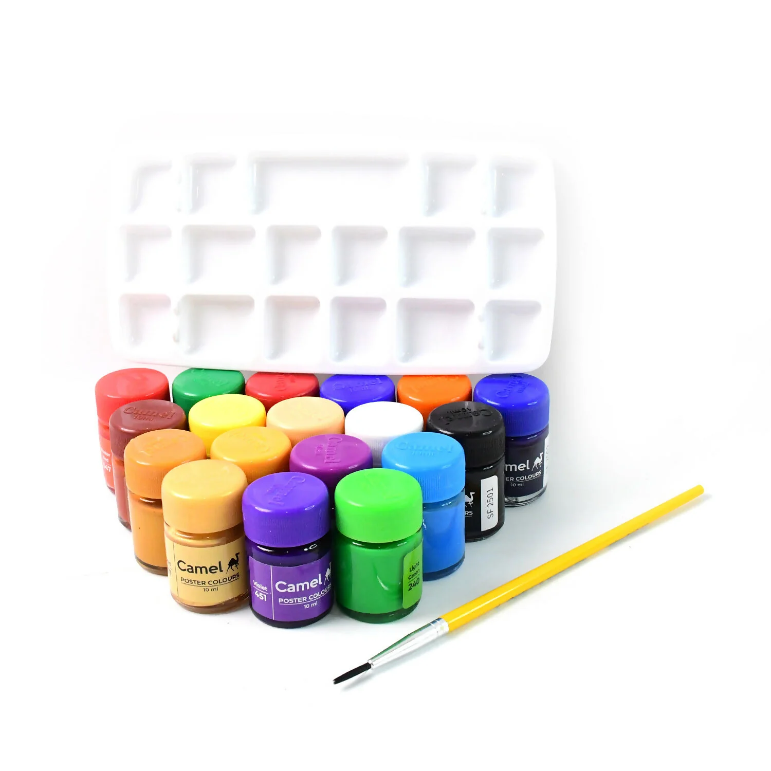 Camel Poster Colours 18 Assorted Shades with Free Palette & Brush (10 ml Each) - Image 6
