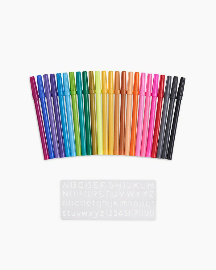 Camel Sketch Pens color with stantil alphabet – 24 Shades - Image 11
