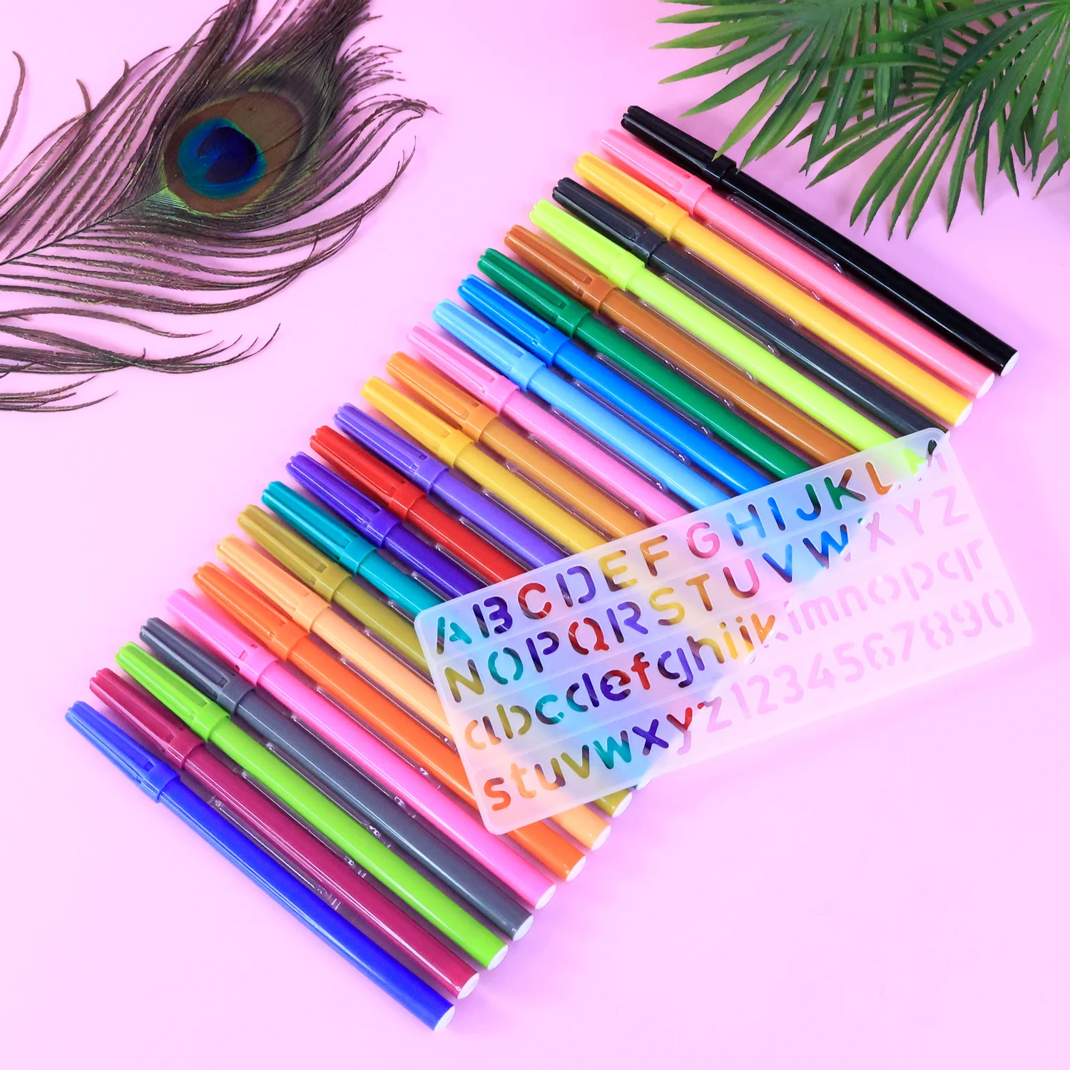 Camel Sketch Pens color with stantil alphabet – 24 Shades - Image 3