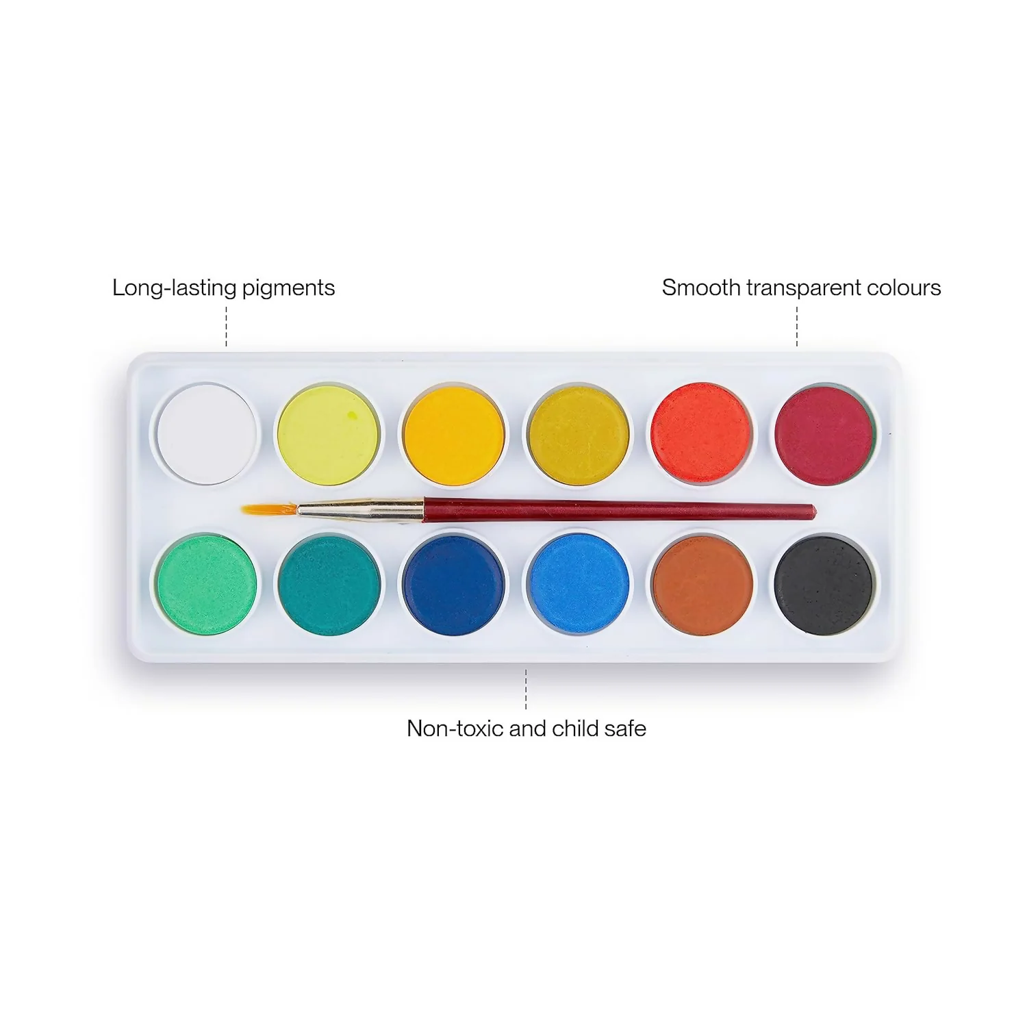 Camel Water Colour Cakes 12 Bright Shades with Free Brush - Image 3
