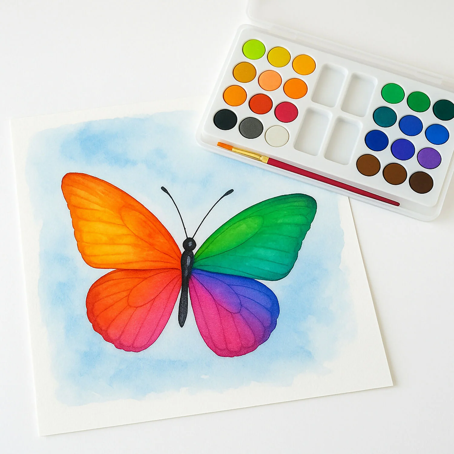 Camel Water Colour Cakes – 24 Bright Shades with Brush - Image 2