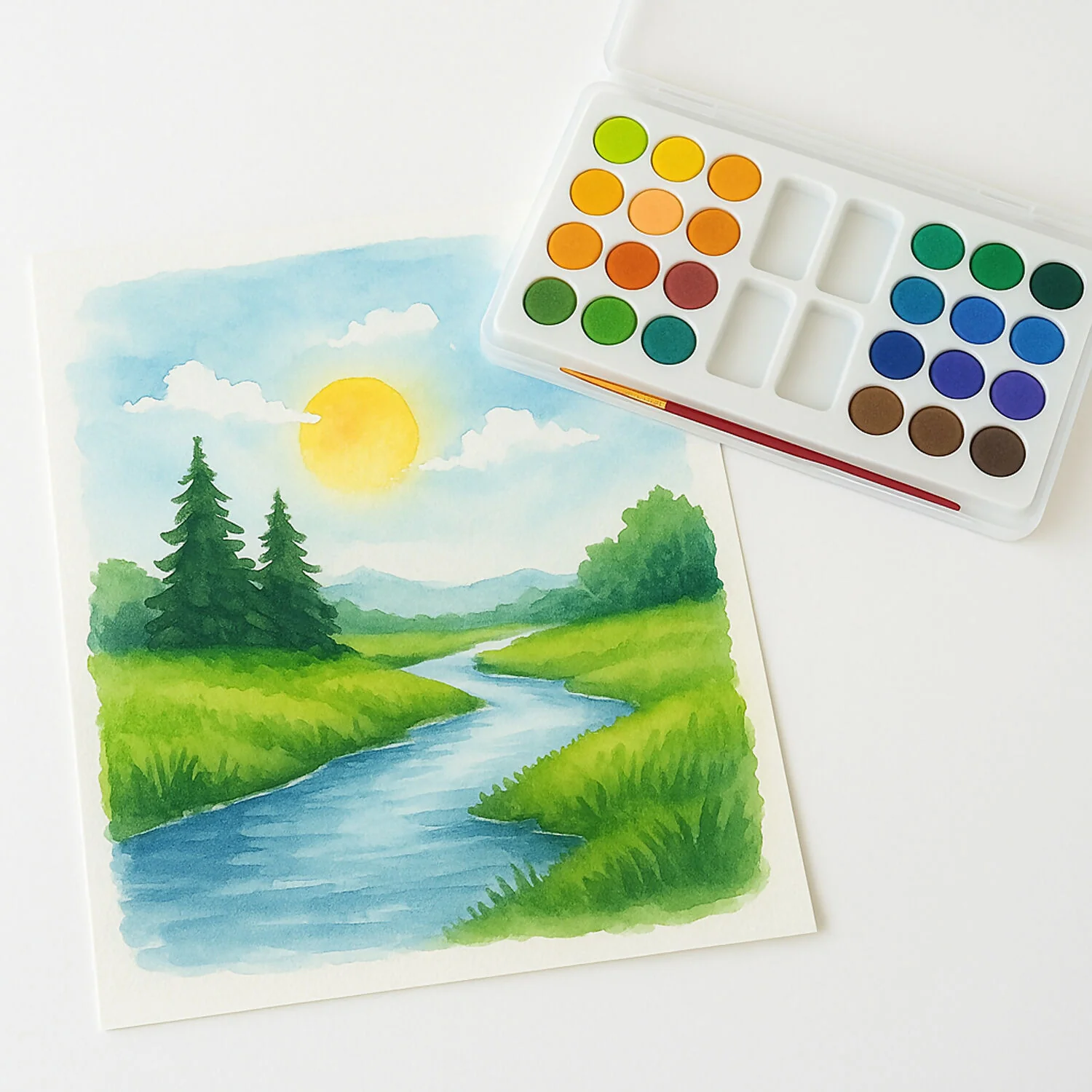 Camel Water Colour Cakes – 24 Bright Shades with Brush - Image 4