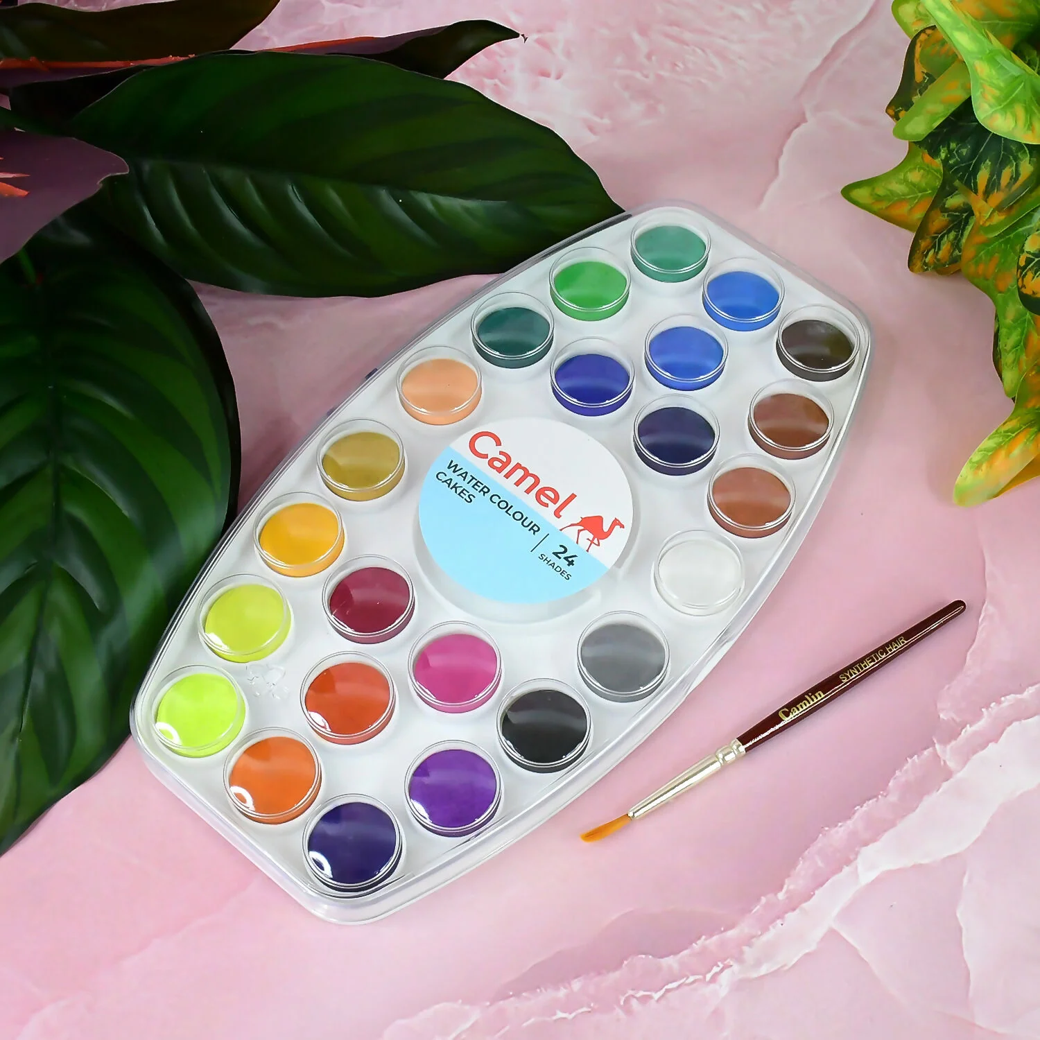 Camel Water Colour Cakes – 24 Shades Oval Palette with Brush - Image 3