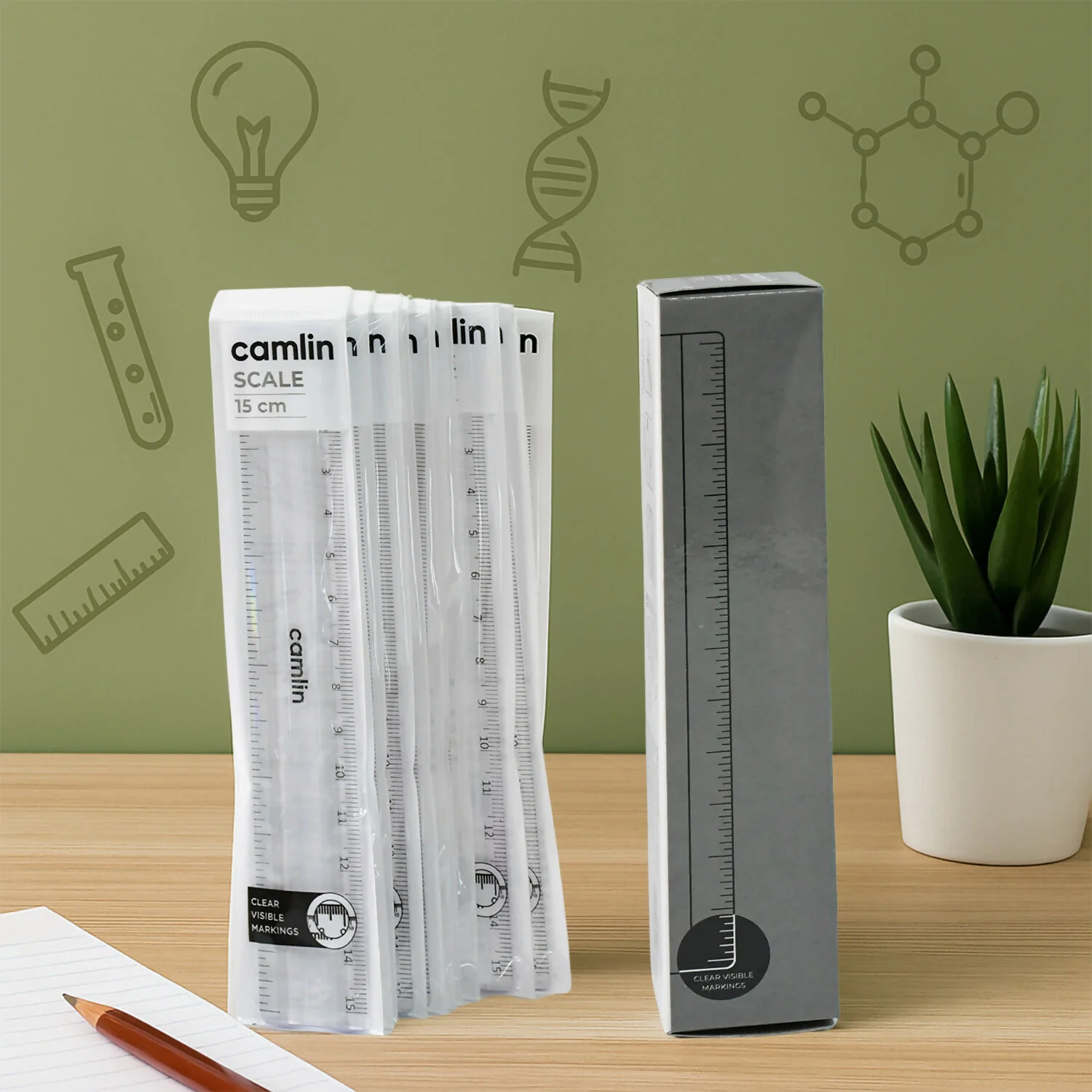 Camlin 15 cm Transparent Plastic Scale Pack of 10 Units - Image 2