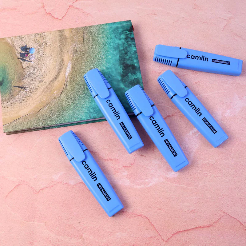 Camlin Blue Highlighter Pack – Smooth & Bright No-Smudge Chisel Tip (Box of 10) - Image 5