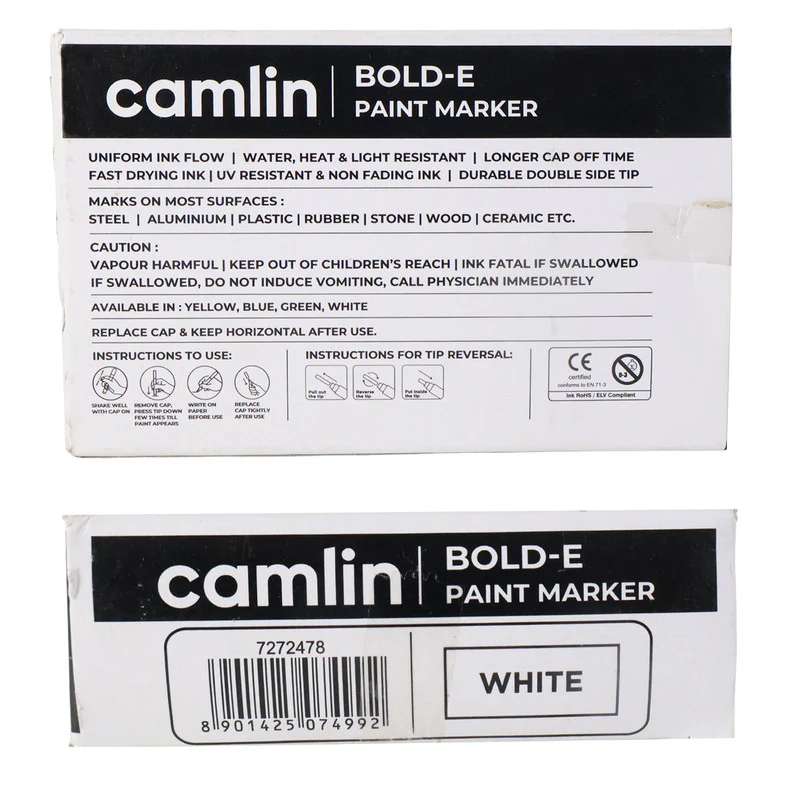 Camlin Bold-E Paint Marker – White Colour,  Pack of 10 - Image 4