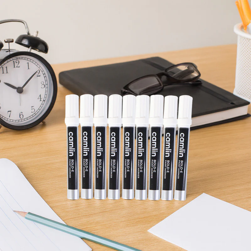 Camlin Bold-E Paint Marker – White Colour,  Pack of 10 - Image 5