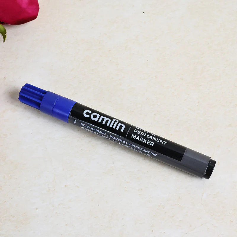 Camlin Bold-E Permanent Marker Blue Long-Lasting Refillable Marker Pack 10 - Image 2