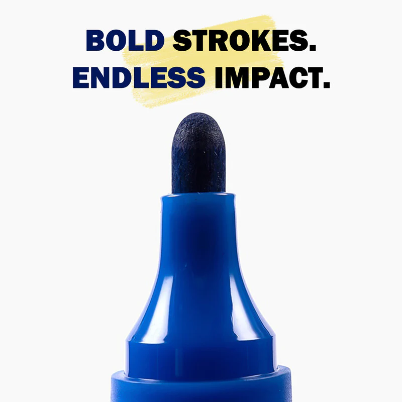 Camlin Bold-E Permanent Marker Blue Long-Lasting Refillable Marker Pack 10 - Image 3