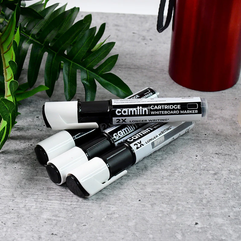 Camlin Cartridge Whiteboard Marker Long-Lasting Black Refillable Markers (5pc) - Image 4