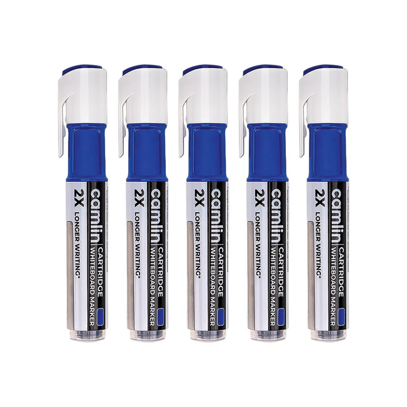 Camlin Cartridge Whiteboard Marker – Blue Refillable Long-Lasting Markers (5 Pc) - Image 3