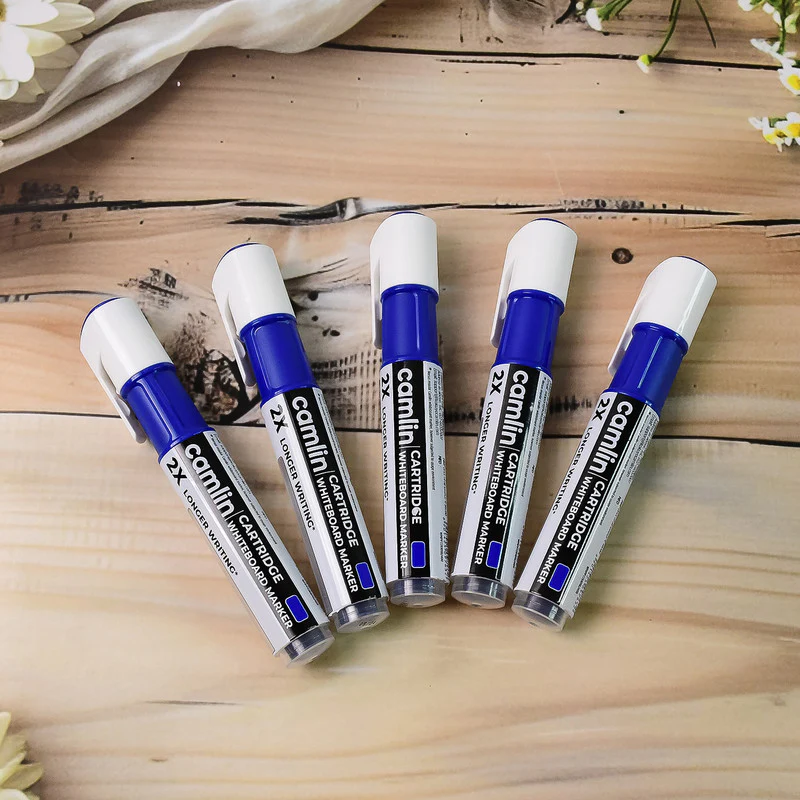 Camlin Cartridge Whiteboard Marker – Blue Refillable Long-Lasting Markers (5 Pc) - Image 4