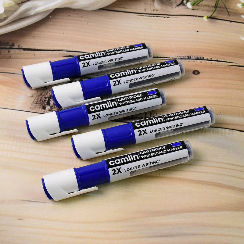 Camlin Cartridge Whiteboard Marker – Blue Refillable Long-Lasting Markers (5 Pc) - Image 5