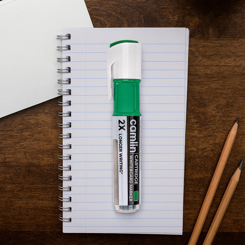Camlin Cartridge Whiteboard Marker – Green Refillable Long-Lasting Markers (Pack Of 5) - Image 2
