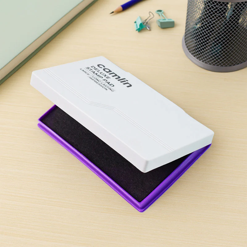 Camlin Deluxe Stamp Pad – Violet Color High-Quality Ink Pad Crisp Clear Impressions (50 Gm) - Image 5