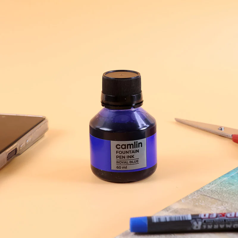 Camlin Fountain Pen Ink – Smooth Writing Royal Blue Ink for All (60 ml Bottle) - Image 2