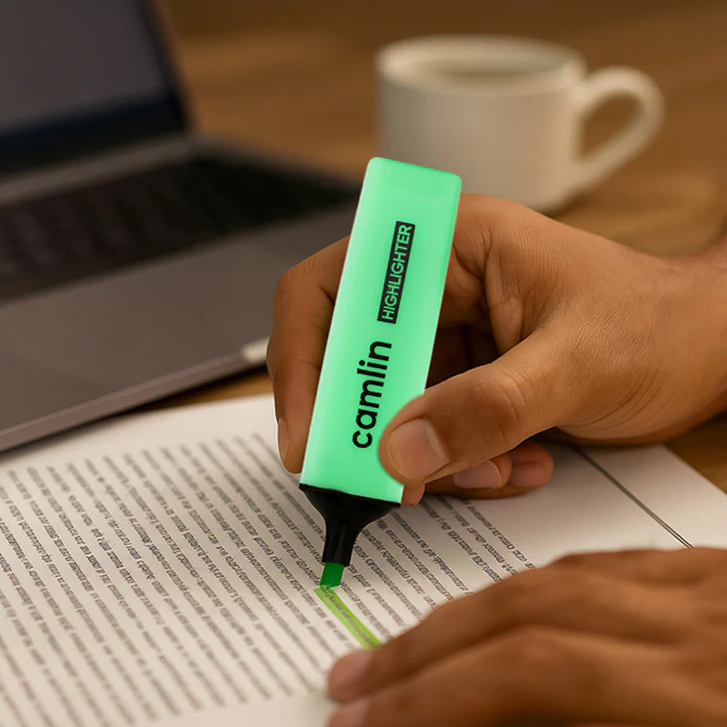 Camlin Highlighter Green – Smooth & Bright Fluorescent Highlighter Pen (Pack of 10) - Image 3