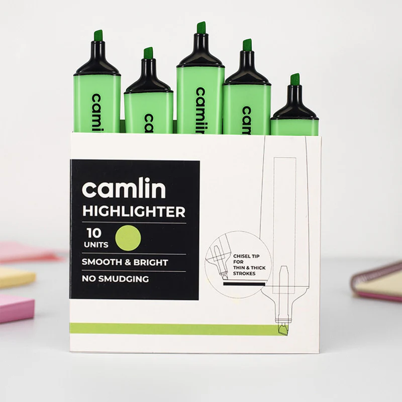 Camlin Highlighter Green – Smooth & Bright Fluorescent Highlighter Pen (Pack of 10) - Image 5