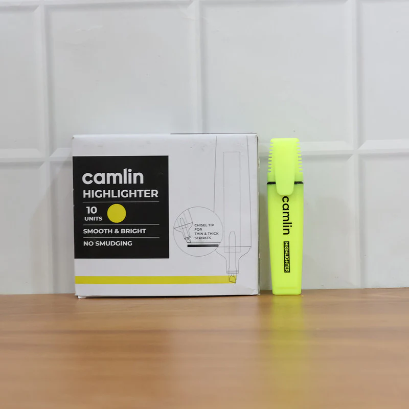 Camlin Highlighter Yellow – Smooth & Bright No-Smudge Highlighters (Pack of 10) - Image 6