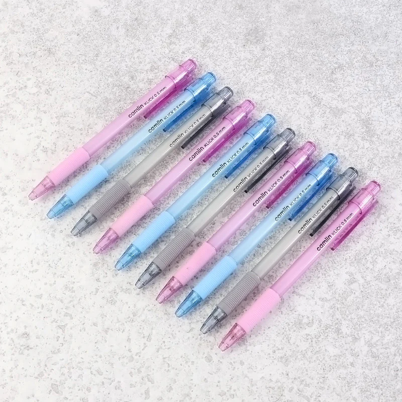 Camlin KLICK 0.5 mm Mechanical Pencil (Pack of 10 – Pink, Blue & Grey) - Image 2