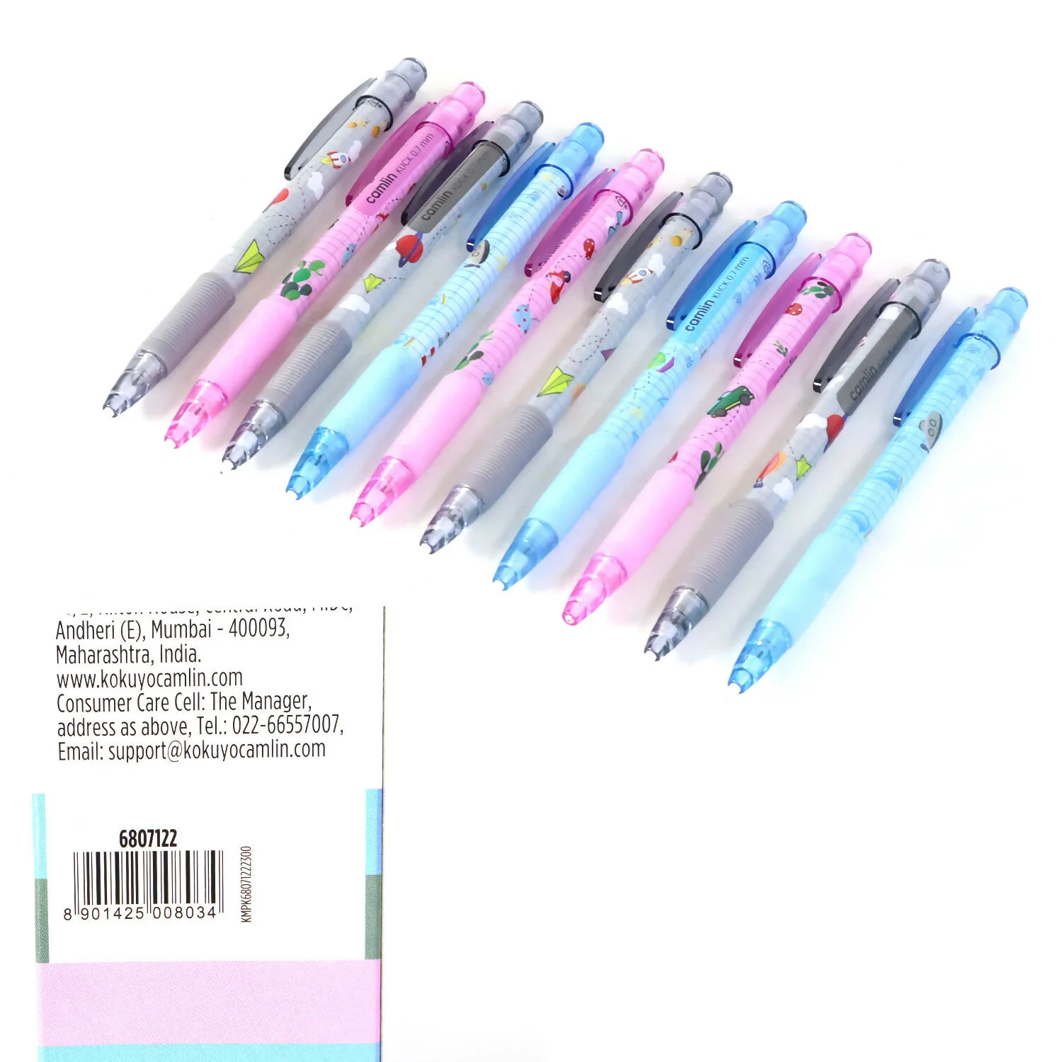 Camlin Klick Mechanical Pencil 0.7 mm Assorted Cartoon Design  Writing Pack of 10 - Image 3