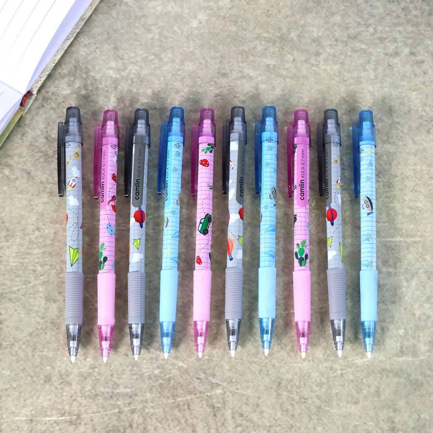 Camlin Klick Mechanical Pencil 0.7 mm Assorted Cartoon Design  Writing Pack of 10 - Image 6