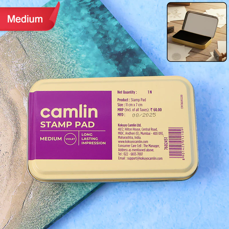 Camlin Medium Metal Stamp Pad – Violet Ink Stamp Pad Clear & Long-Lasting Impressions