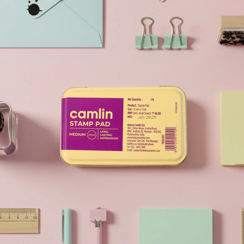 Camlin Medium Metal Stamp Pad – Violet Ink Stamp Pad Clear & Long-Lasting Impressions - Image 3