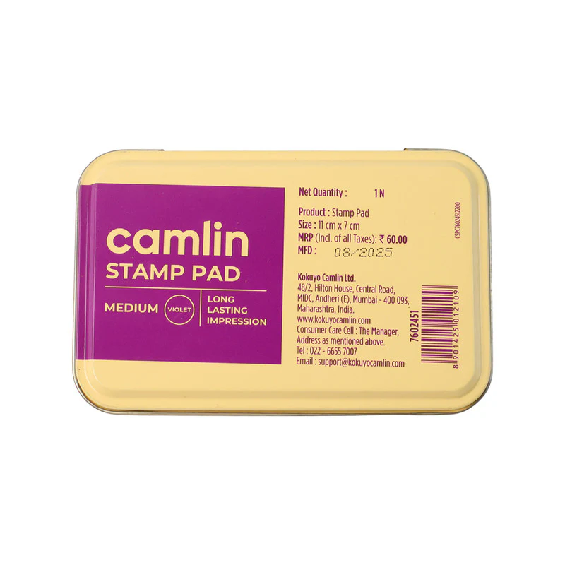 Camlin Medium Metal Stamp Pad – Violet Ink Stamp Pad Clear & Long-Lasting Impressions - Image 5