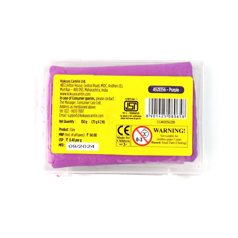 Camlin Modelling Clay 150 gm – Purple Color Soft Reusable Clay for Creative Crafting - Image 6