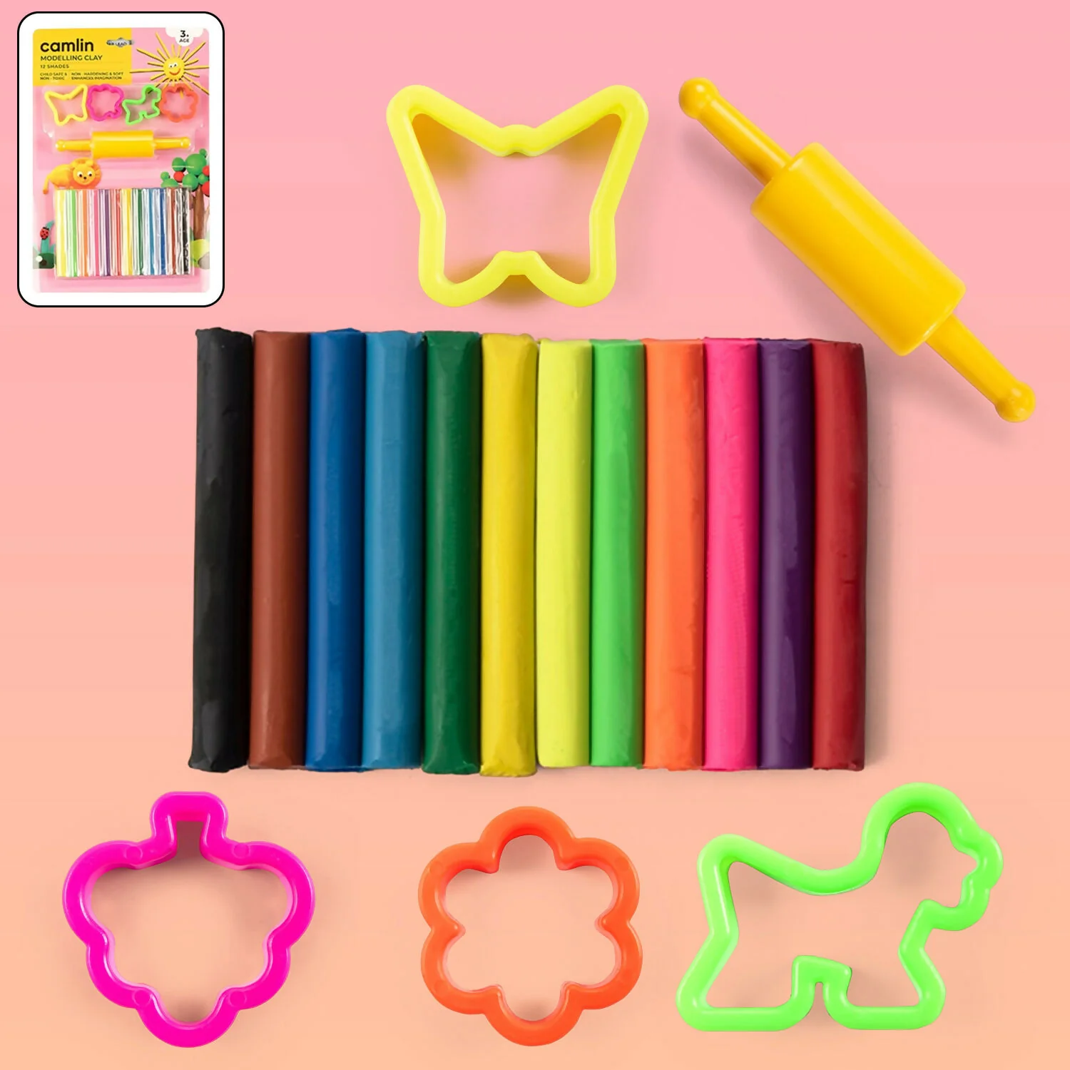 Camlin Modelling with Free Moulds Clay - 12 Shades