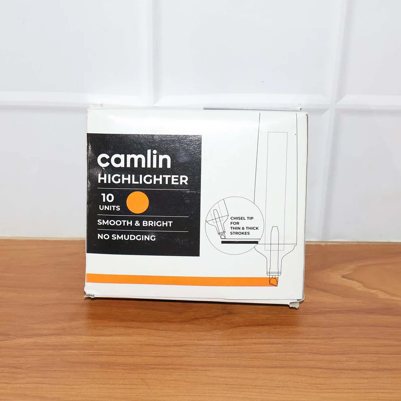 Camlin Orange Highlighter Pack – Smooth & Bright No-Smudge Chisel Tip (Box of 10) - Image 5