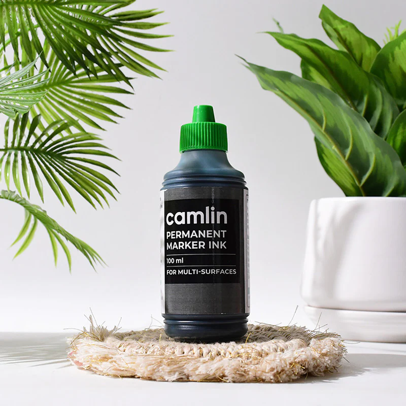 Camlin Permanent Marker Ink 100 ml – Green Color Refill Ink for Multi-Surfaces - Image 2
