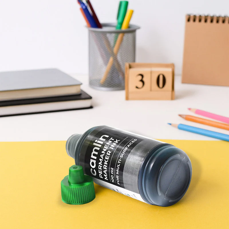 Camlin Permanent Marker Ink 100 ml – Green Color Refill Ink for Multi-Surfaces - Image 4