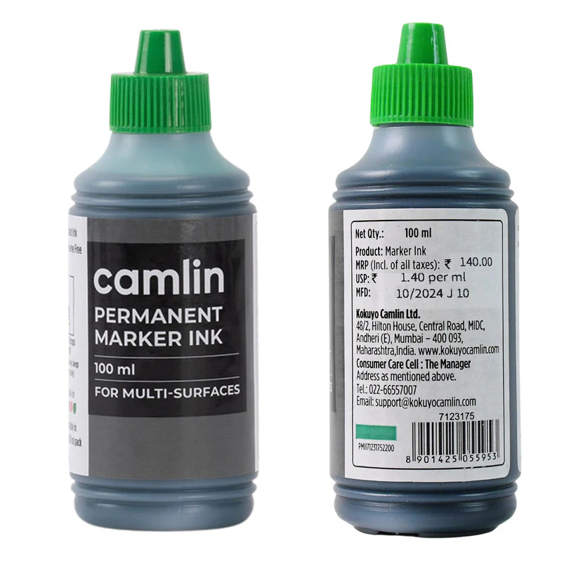 Camlin Permanent Marker Ink 100 ml – Green Color Refill Ink for Multi-Surfaces - Image 5